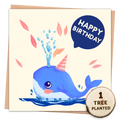 Happy Birthday Whale Card - Eco-Friendly with Seed Token