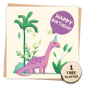 Happy Birthday Dinosaur Card - Eco-Friendly with Seed Token