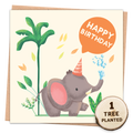 Happy Birthday Elephant Card - Eco-Friendly with Seed Token