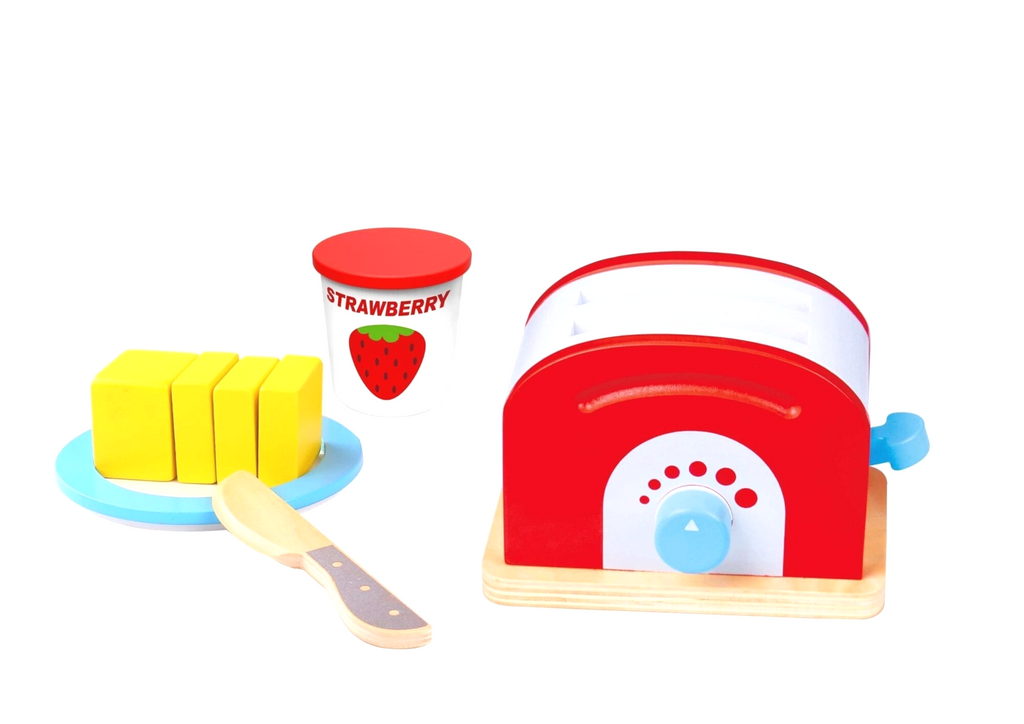Toaster set for pretend kitchen play by Froglet Toys
