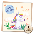 Happy Birthday Unicorn Card - Eco-Friendly with Seed Token